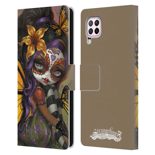 Strangeling Fairy Art Day of Dead Butterfly Leather Book Wallet Case Cover For Huawei Nova 6 SE / P40 Lite