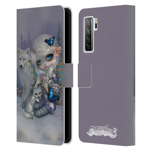 Strangeling Fairy Art Winter with Wolf Leather Book Wallet Case Cover For Huawei Nova 7 SE/P40 Lite 5G