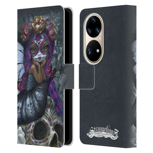 Strangeling Fairy Art Day of Dead Skull Leather Book Wallet Case Cover For Huawei P50 Pro