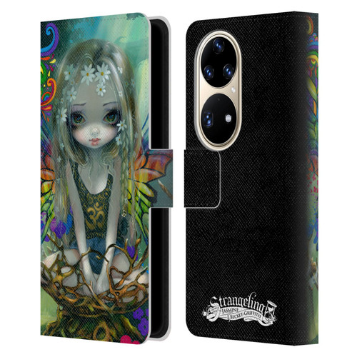 Strangeling Fairy Art Rainbow Winged Leather Book Wallet Case Cover For Huawei P50 Pro