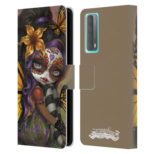 Strangeling Fairy Art Day of Dead Butterfly Leather Book Wallet Case Cover For Huawei P Smart (2021)