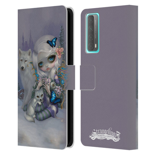 Strangeling Fairy Art Winter with Wolf Leather Book Wallet Case Cover For Huawei P Smart (2021)