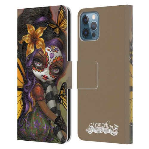 Strangeling Fairy Art Day of Dead Butterfly Leather Book Wallet Case Cover For Apple iPhone 12 / iPhone 12 Pro