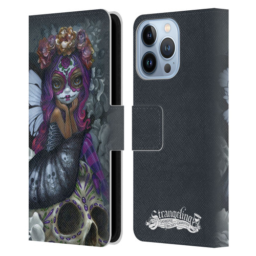 Strangeling Fairy Art Day of Dead Skull Leather Book Wallet Case Cover For Apple iPhone 13 Pro