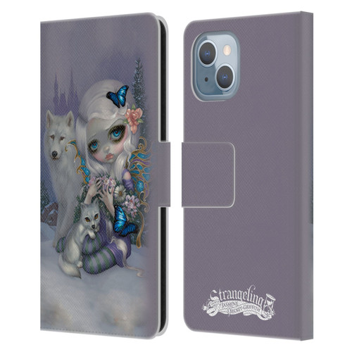 Strangeling Fairy Art Winter with Wolf Leather Book Wallet Case Cover For Apple iPhone 14