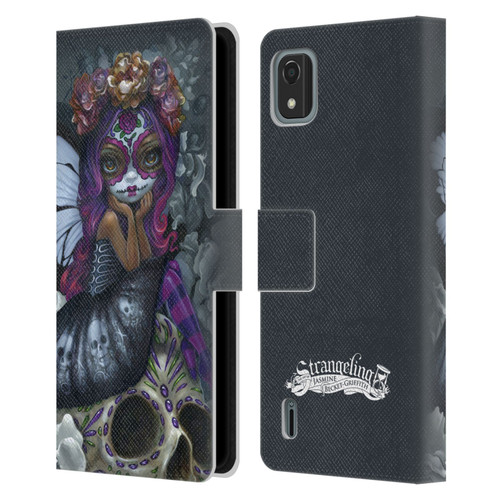 Strangeling Fairy Art Day of Dead Skull Leather Book Wallet Case Cover For Nokia C2 2nd Edition