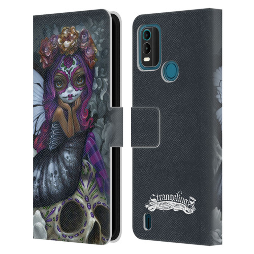 Strangeling Fairy Art Day of Dead Skull Leather Book Wallet Case Cover For Nokia G11 Plus