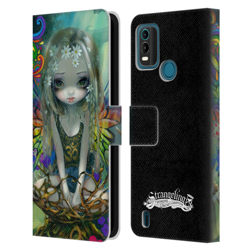 Strangeling Fairy Art Rainbow Winged Leather Book Wallet Case Cover For Nokia G11 Plus