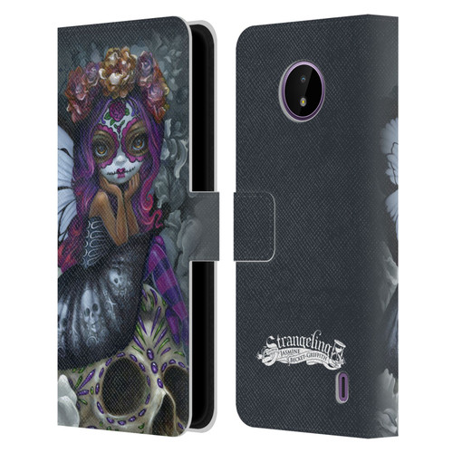 Strangeling Fairy Art Day of Dead Skull Leather Book Wallet Case Cover For Nokia C10 / C20