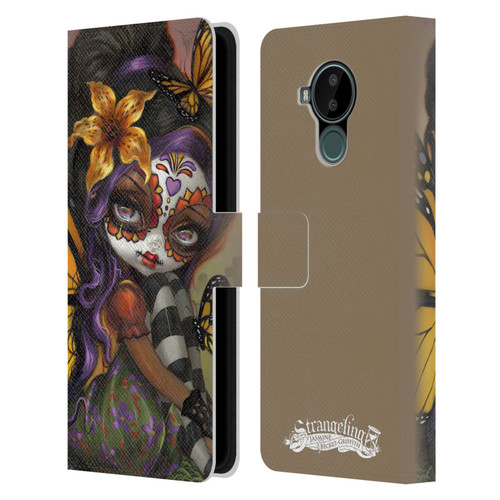 Strangeling Fairy Art Day of Dead Butterfly Leather Book Wallet Case Cover For Nokia C30