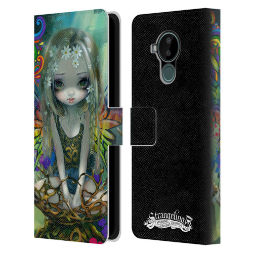 Strangeling Fairy Art Rainbow Winged Leather Book Wallet Case Cover For Nokia C30