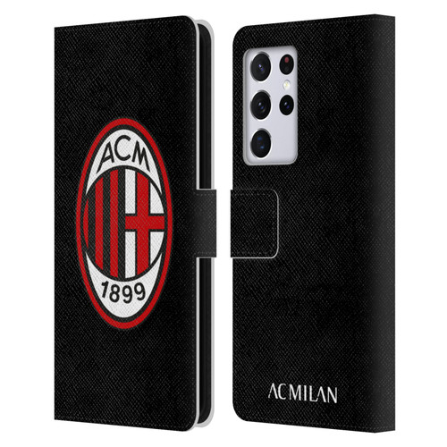 AC Milan Crest Full Colour Black Leather Book Wallet Case Cover For Samsung Galaxy S21 Ultra 5G