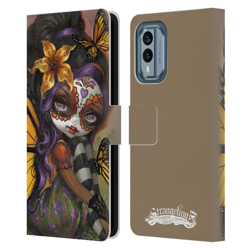Strangeling Fairy Art Day of Dead Butterfly Leather Book Wallet Case Cover For Nokia X30