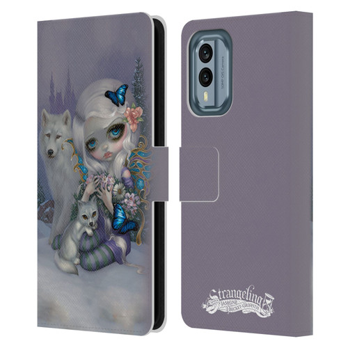 Strangeling Fairy Art Winter with Wolf Leather Book Wallet Case Cover For Nokia X30