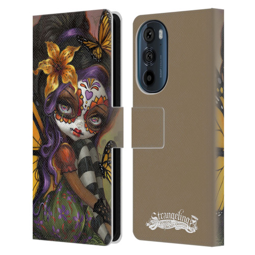 Strangeling Fairy Art Day of Dead Butterfly Leather Book Wallet Case Cover For Motorola Edge 30
