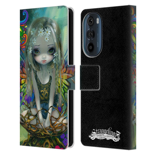 Strangeling Fairy Art Rainbow Winged Leather Book Wallet Case Cover For Motorola Edge 30