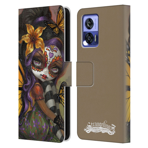 Strangeling Fairy Art Day of Dead Butterfly Leather Book Wallet Case Cover For Motorola Edge 30 Neo 5G