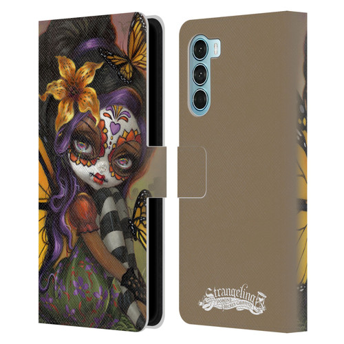 Strangeling Fairy Art Day of Dead Butterfly Leather Book Wallet Case Cover For Motorola Edge S30 / Moto G200 5G