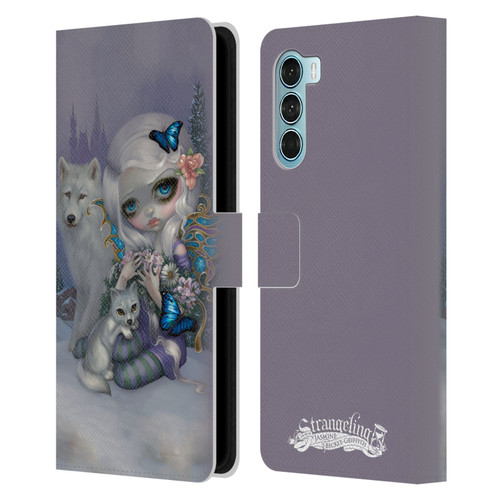 Strangeling Fairy Art Winter with Wolf Leather Book Wallet Case Cover For Motorola Edge S30 / Moto G200 5G
