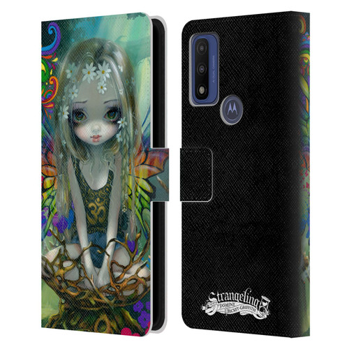 Strangeling Fairy Art Rainbow Winged Leather Book Wallet Case Cover For Motorola G Pure