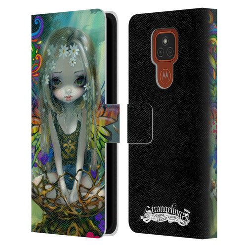 Strangeling Fairy Art Rainbow Winged Leather Book Wallet Case Cover For Motorola Moto E7 Plus