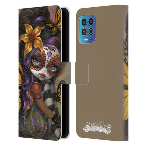 Strangeling Fairy Art Day of Dead Butterfly Leather Book Wallet Case Cover For Motorola Moto G100