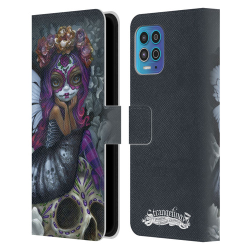 Strangeling Fairy Art Day of Dead Skull Leather Book Wallet Case Cover For Motorola Moto G100