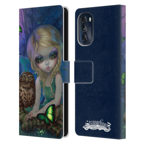 Strangeling Fairy Art Summer with Owl Leather Book Wallet Case Cover For Motorola Moto G (2022)