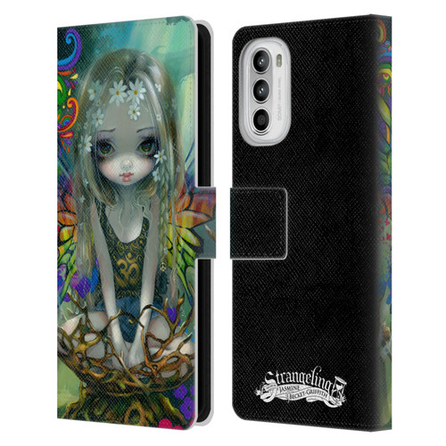 Strangeling Fairy Art Rainbow Winged Leather Book Wallet Case Cover For Motorola Moto G52