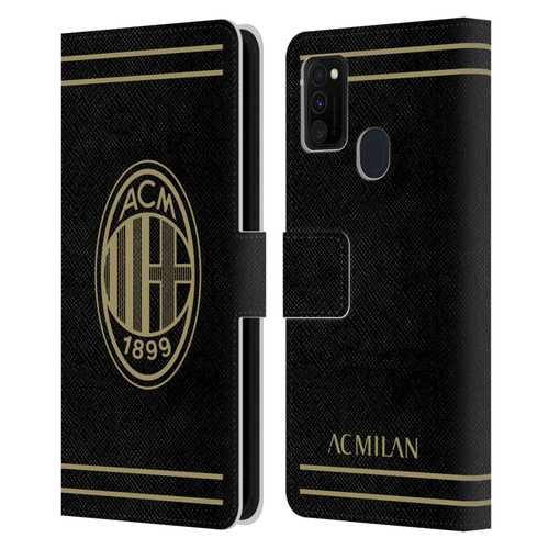 AC Milan Crest Black And Gold Leather Book Wallet Case Cover For Samsung Galaxy M30s (2019)/M21 (2020)