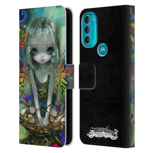 Strangeling Fairy Art Rainbow Winged Leather Book Wallet Case Cover For Motorola Moto G71 5G
