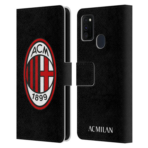 AC Milan Crest Full Colour Black Leather Book Wallet Case Cover For Samsung Galaxy M30s (2019)/M21 (2020)