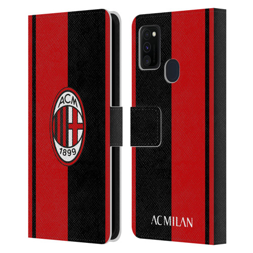 AC Milan Crest Red And Black Leather Book Wallet Case Cover For Samsung Galaxy M30s (2019)/M21 (2020)