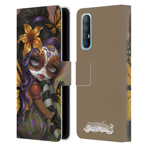 Strangeling Fairy Art Day of Dead Butterfly Leather Book Wallet Case Cover For OPPO Find X2 Neo 5G