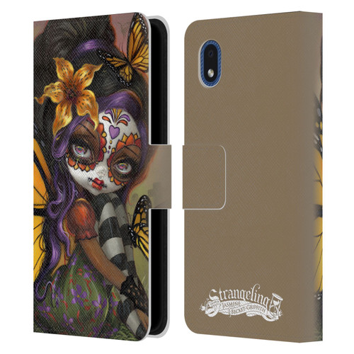 Strangeling Fairy Art Day of Dead Butterfly Leather Book Wallet Case Cover For Samsung Galaxy A01 Core (2020)