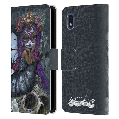 Strangeling Fairy Art Day of Dead Skull Leather Book Wallet Case Cover For Samsung Galaxy A01 Core (2020)