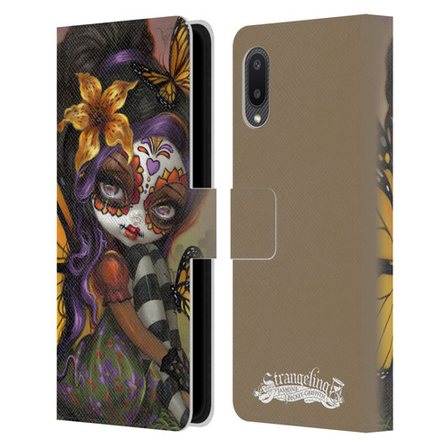 Strangeling Fairy Art Day of Dead Butterfly Leather Book Wallet Case Cover For Samsung Galaxy A02/M02 (2021)