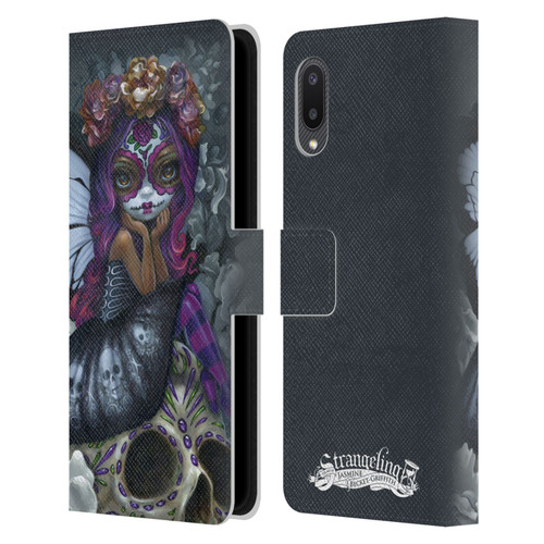Strangeling Fairy Art Day of Dead Skull Leather Book Wallet Case Cover For Samsung Galaxy A02/M02 (2021)