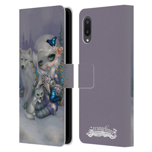Strangeling Fairy Art Winter with Wolf Leather Book Wallet Case Cover For Samsung Galaxy A02/M02 (2021)