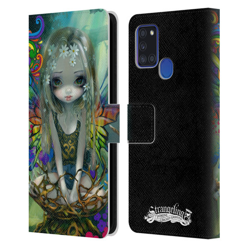 Strangeling Fairy Art Rainbow Winged Leather Book Wallet Case Cover For Samsung Galaxy A21s (2020)