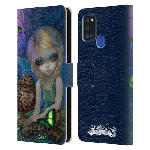 Strangeling Fairy Art Summer with Owl Leather Book Wallet Case Cover For Samsung Galaxy A21s (2020)