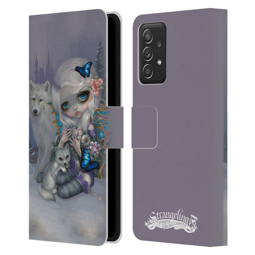 Strangeling Fairy Art Winter with Wolf Leather Book Wallet Case Cover For Samsung Galaxy A52 / A52s / 5G (2021)