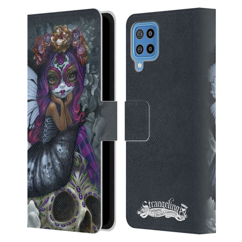 Strangeling Fairy Art Day of Dead Skull Leather Book Wallet Case Cover For Samsung Galaxy F22 (2021)