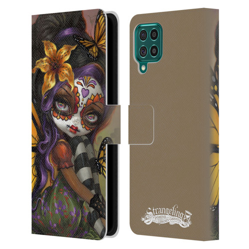 Strangeling Fairy Art Day of Dead Butterfly Leather Book Wallet Case Cover For Samsung Galaxy F62 (2021)