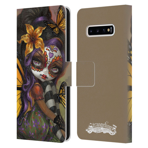 Strangeling Fairy Art Day of Dead Butterfly Leather Book Wallet Case Cover For Samsung Galaxy S10+ / S10 Plus