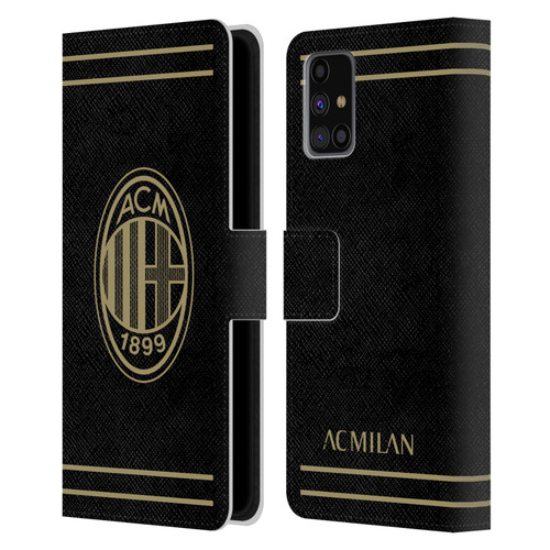AC Milan Crest Black And Gold Leather Book Wallet Case Cover For Samsung Galaxy M31s (2020)