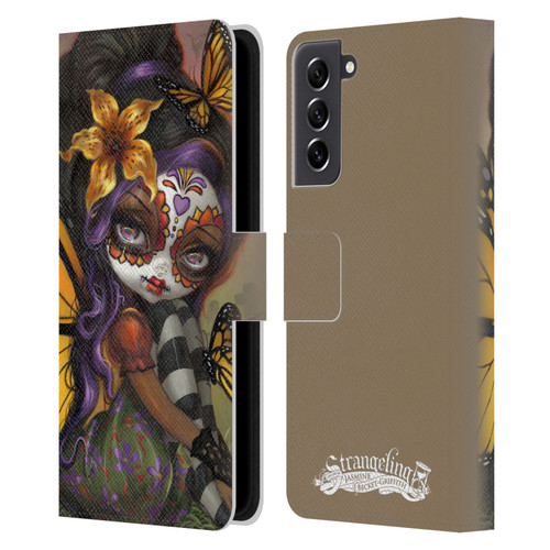Strangeling Fairy Art Day of Dead Butterfly Leather Book Wallet Case Cover For Samsung Galaxy S21 FE 5G