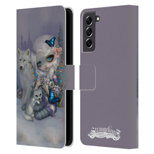 Strangeling Fairy Art Winter with Wolf Leather Book Wallet Case Cover For Samsung Galaxy S21 FE 5G