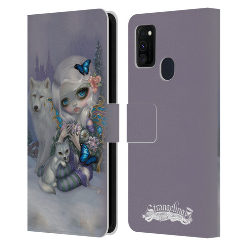 Strangeling Fairy Art Winter with Wolf Leather Book Wallet Case Cover For Samsung Galaxy M30s (2019)/M21 (2020)