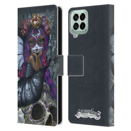 Strangeling Fairy Art Day of Dead Skull Leather Book Wallet Case Cover For Samsung Galaxy M53 (2022)